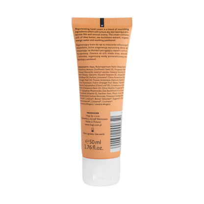 Hagi Krem do Rąk Regenerujący SOS Korzenna Pomarańcza 50ml - tubka, tył z opisem składników