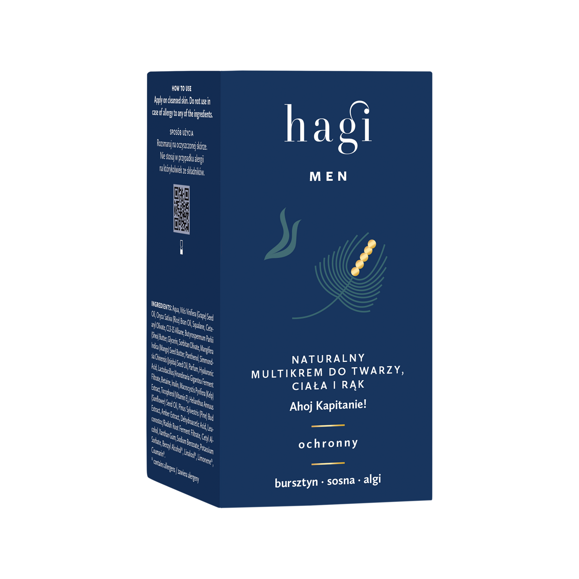 Hagi Naturalny Multikrem Ochronny Ahoj Kapitanie 50 ml - kartonik, przód i bok