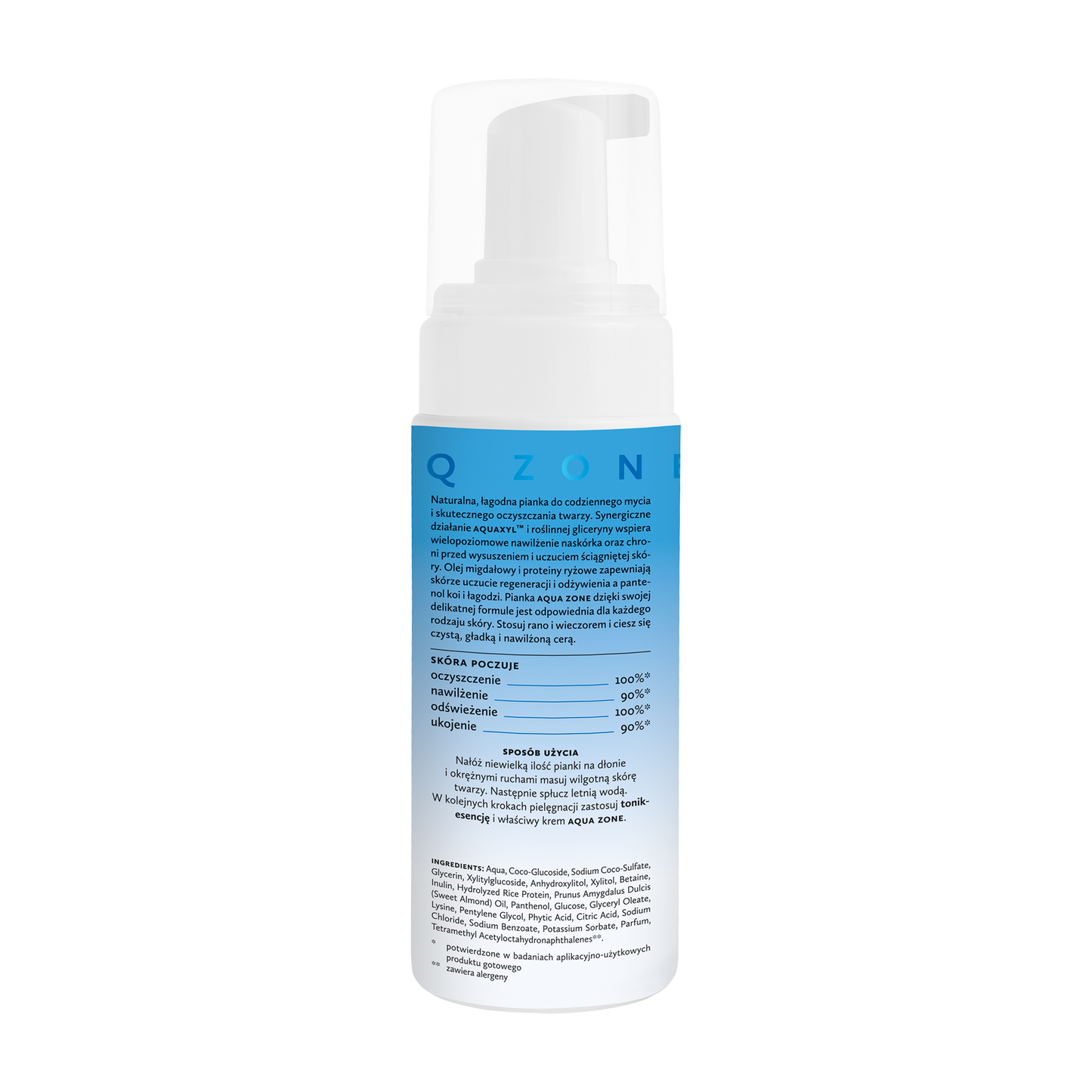 Hagi Aqua Zone Łagodna Pianka do Mycia Twarzy 150ml - butelka z pompką, tył opis składników