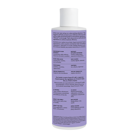 Hagi Naturalny Żel do Mycia Ciała Na Śliwki 300ml - tył z opisem składników
